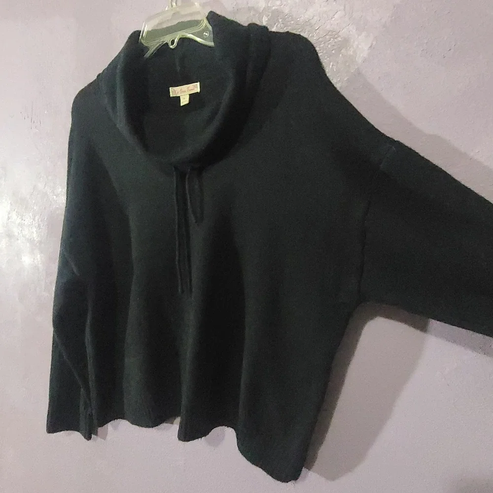 It's‎ Our Time Womens Black Cowl Neck Drawstring Knit Sweater XL Relaxed Fit